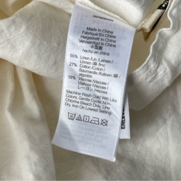 New! Madewell Cream Linen-Blend Flutter-Sleeve Tiered Mini Dress 35249 - Picture 14 of 15